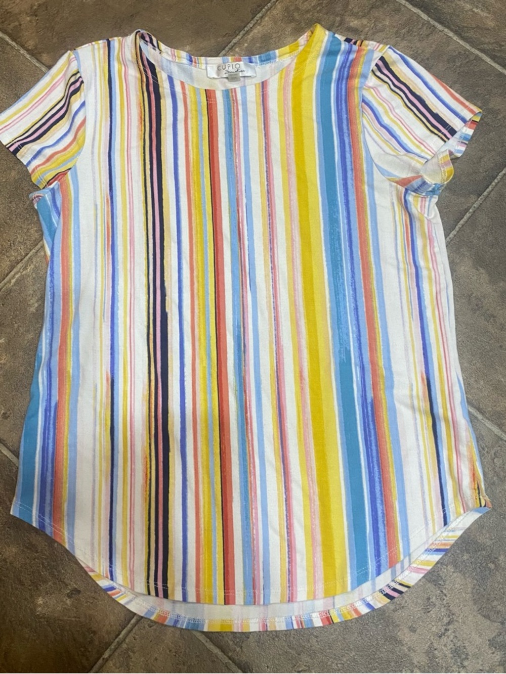 Cupio Signature Rainbow Stripe Short Sleeve Tee